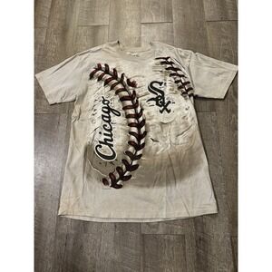 Men's Size Large Liquid Blue Chicago White Sox All Over Graphic Tee‎ Shirt White